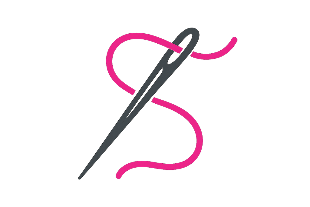 Icono fucsia aguja con hilo 